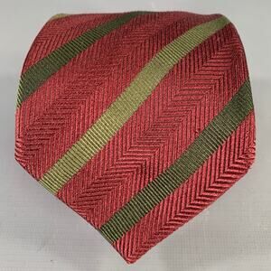 LUCIANO BARBERA Burgundy Olive Diagonal Stripe Silk Tie